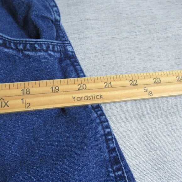 VTG Xhilaration Jean Overall Shorts Shortalls Women 11 Blue Denim Back Patch Y2K - Picture 5 of 12